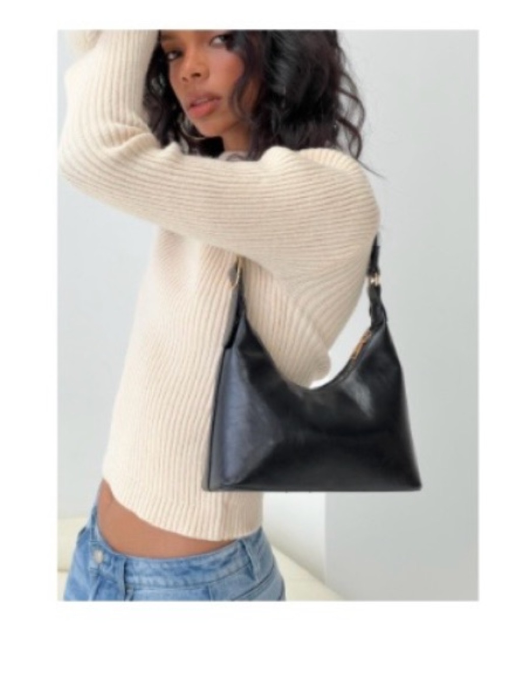 Princess Polly Black Faux Leather Shoulder Bag